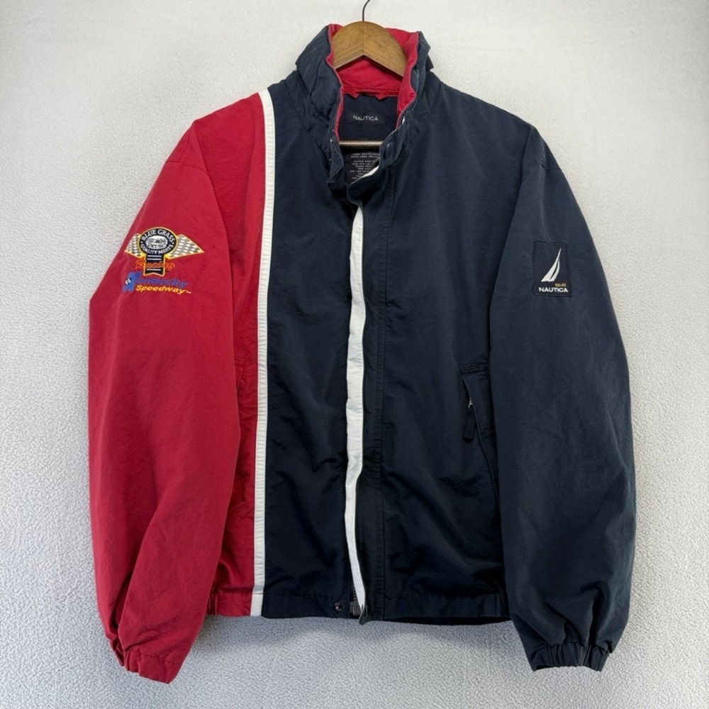 Vintage Nautica Jacket Mens Medium Blue Kentucky Speedway Racing Bomber y2k